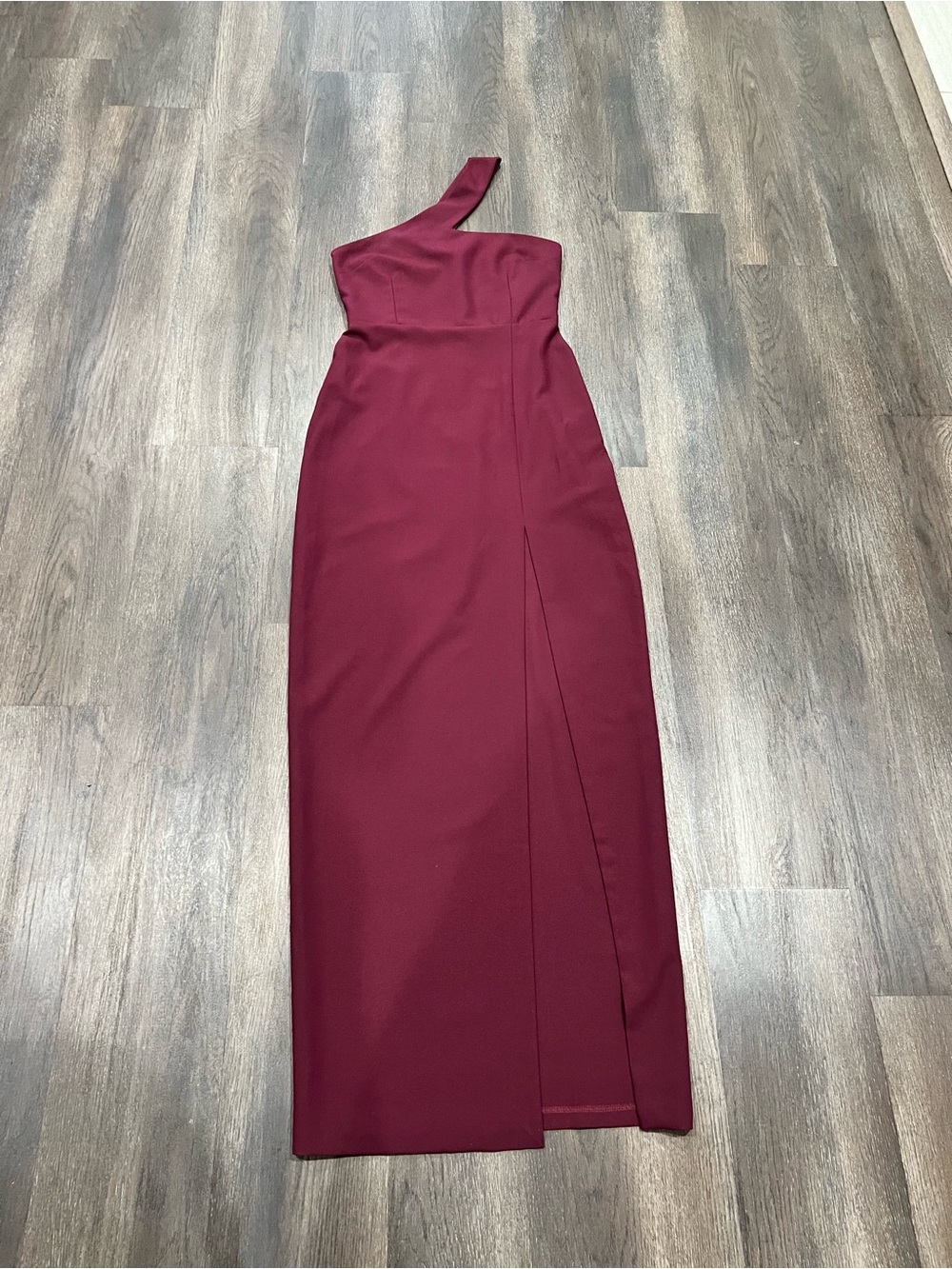 One-Shoulder Burgundy Maxi Dress